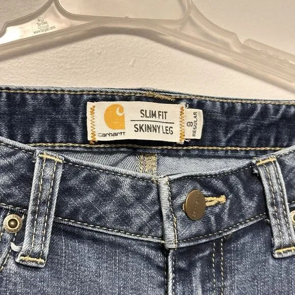 Womens Carhartt Layton Slim Fit Skinny Leg Denim Jeans 8 Regular Western Work - Picture 3 of 9